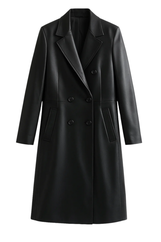 KCR7 ANDRLTH BLACK LEATHER COAT