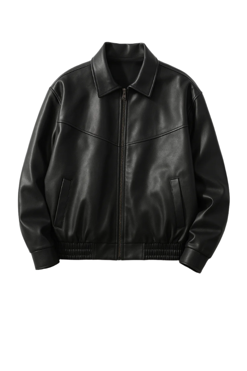 TDR87 ANDRLTH BLACK LEATHER ZIP COAT