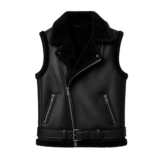 MSD6 ANDRLTH SLEEVELESS LEATHER FUR COAT
